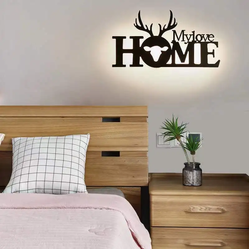 Nordic letter wall lamp living room sofa background wall decoration LED lamp bedroom bedside balcony lighting