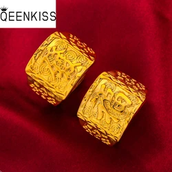 QEENKISS 24KT Yellow Gold Ring For Men Square FA FU Adjustable Ring Wedding Party Jewelry Wholesale Gift Free Shipping RG567