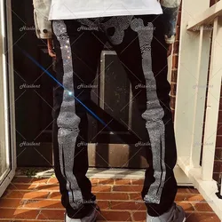 Rhinestone bone y2k grunge hip hop Punk Harajuku Men's Jogging Pants Sports Pants Casual Pants Sportswear Training Pants Men's