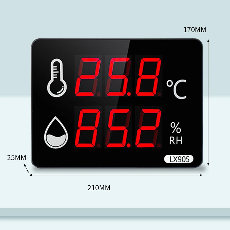 Wall-Mounted Digital LED Thermometer Hygrometer With  Humidity Sensor Outdoor Temperater Meter For Home Swimming Pool With Probe