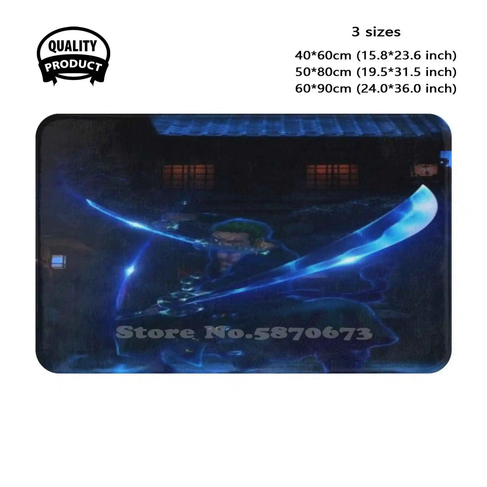 Zoro Roronoa Night Blue Soft Cushion Home Carpet Door Mat Car Rug Roronoa Zoro Pirate Boat Straw Hat Saber Night Anime Manga