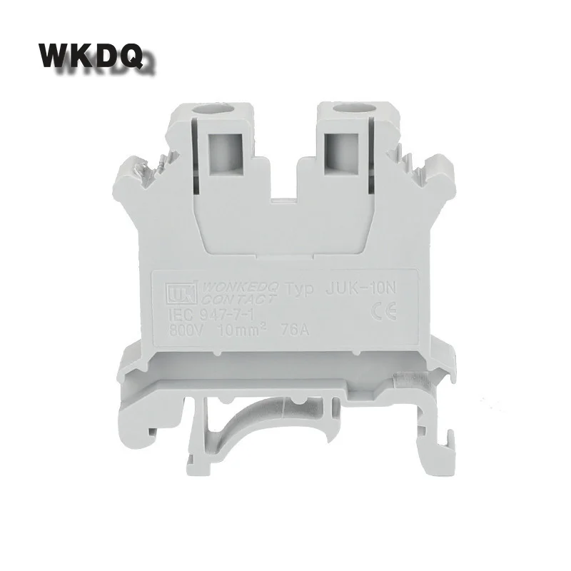 10Pcs UK10N UK10 Multi-Color Screw Feed-through Plug 2-Connductor Wire Electrical Connector DIN Rail Terminal Block UK 10N