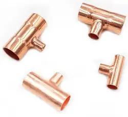 Inner Diameter Side*Middle*Side Reducer Copper End Feed Reduce Tee 3 Ways Weld Pipe Connector Air Conditioner Refrigeration