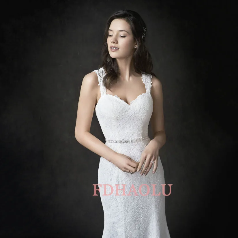 FDHAOLU – robe De mariée longue en dentelle, tenue De bal, dos nu, avec traîne, FU71