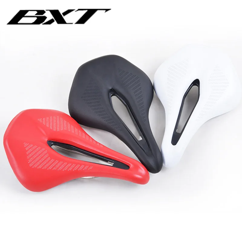 BXT-Mountain Road Bicycle Saddle Seat, Comfortable Leather, MTB Bike Saddle, Breathable, Soft Cushion, Racing Seat