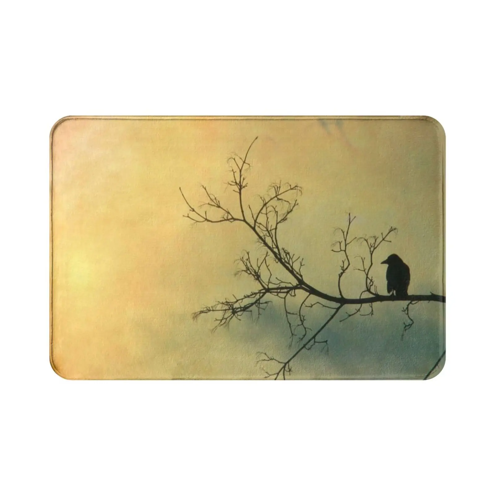 Mellow Carpet Mat Rug Cushion Soft Non-Slip Bird Black Surreal Gothic Crow Ttv Raven Nature Animal Golden Day Mellow