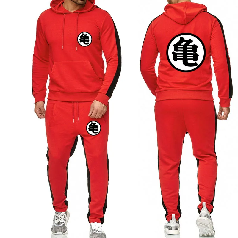 Anime Large size tracksuit men set letter sportswear sweatsuit male sweat track suit jacket hoodie with pants