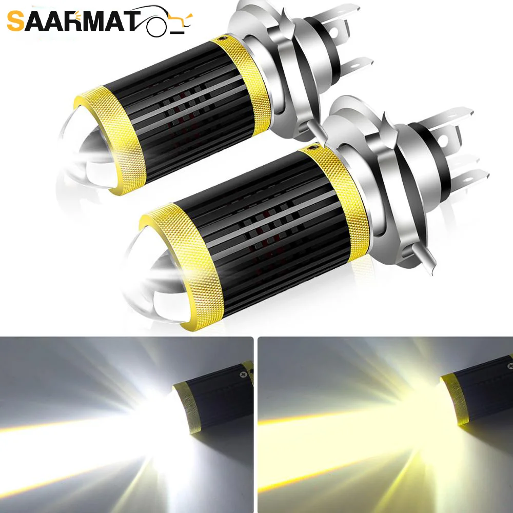 1Pcs Universal H4 lens Motorcycle Headlight Head Light Lamp LED Bulb Hi-Lo Beam Wireless Direct Install 6000K DC 12V For Yamaha