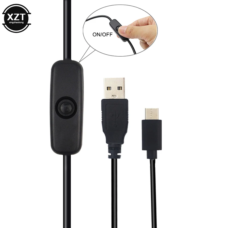 USB Cable With ON Off Switch Micro USB Type C Charger Power Supply 5V 3A/2.5A For Ras Pi 3 B+ plus RPI 4 Model for Xiaomi Phone