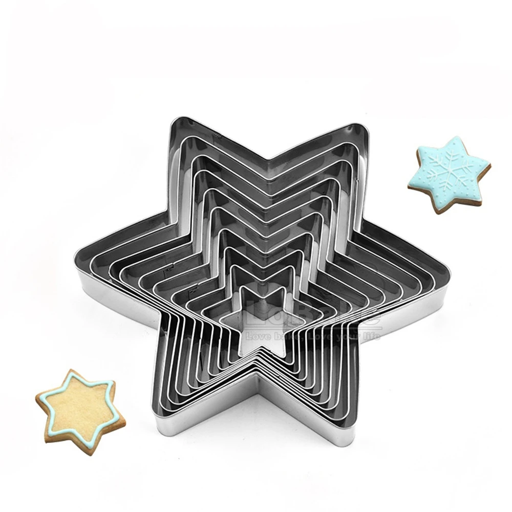 10-piece Set Stainless Steel Biscuit Mold Six-pointed Star Biscuit Cut Stars Cake Fondant DIY Baking Tools