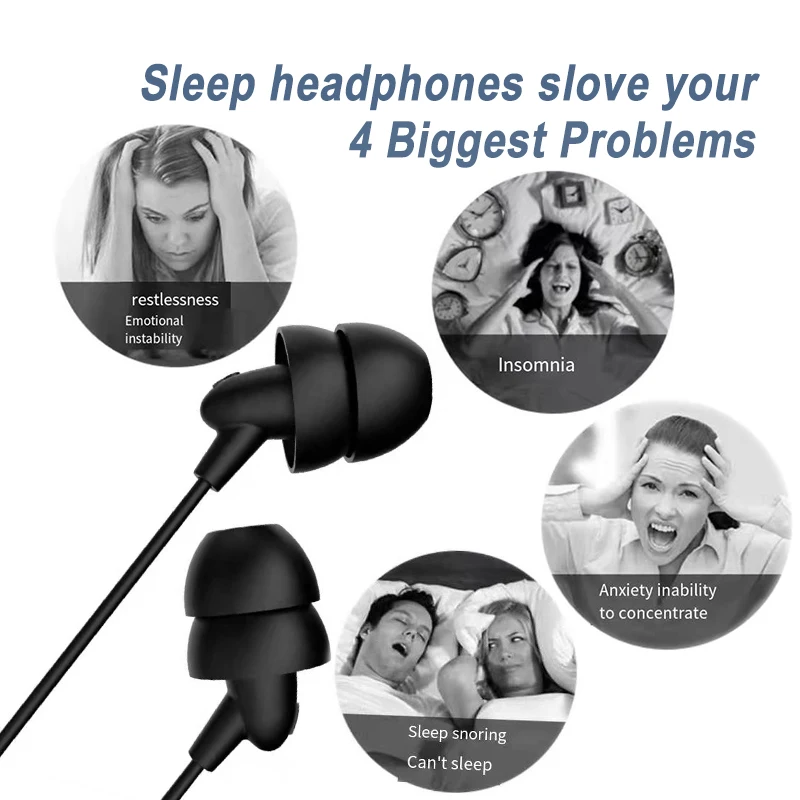 Auriculares con cable para dormir, cascos deportivos de 1,2 M, antiruido, suaves para dormir en la oreja, estéreo de graves profundos con micrófono