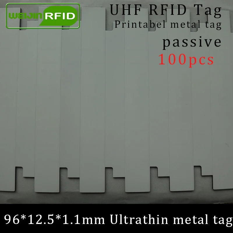 

UHF RFID ultrathin metal tag 96*12.5*1.1mm 915m 868mhz Impinj NXP EPC 100pcs free shipping printable synthetic passive RFID tag