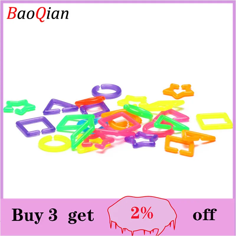 100pcs Plastic Mixed Color Geometric Shape Open Ring For DIY Jewelry Making Children\'s Pendant Open Jump Rings Accessories