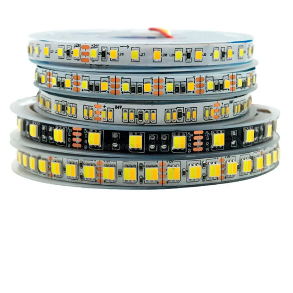 5m 2835 5050 5025 3014 taśma LED CCT 60 led/m 120 led/m 180 led/m podwójny biały ciepły biały i biały 2 w 1 Chip taśma LED 5V 12V 24V DC