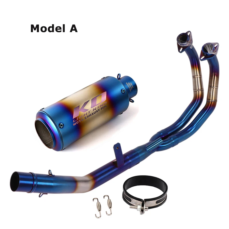 Motorcycle Exhaust System Blue Escape Tips Short 300mm Front Link Pipe for Honda CBR500 CB500X CB500F 2013-2019