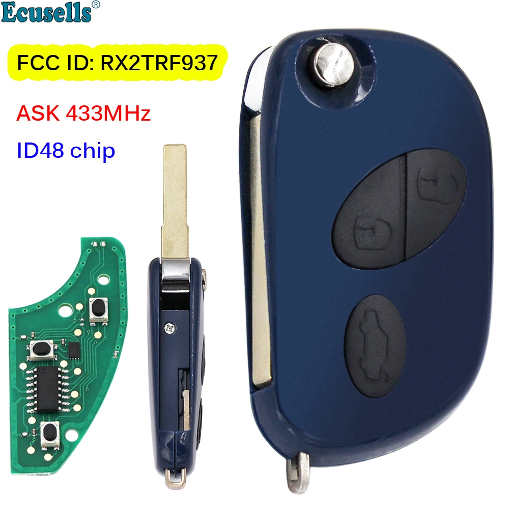 

Smart 3 Buttons Remote Key Fob ASK 433MHz ID48 Chip for Maserati GranTurismo Quattroporte GranCab 2005-2017 FCC ID: RX2TRF937