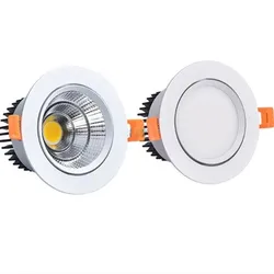 Dimmable LED embedded COB Spotlight Ceiling lamp AC85-265V 3W 5W7W9W12W15W 18W Aluminum recessed downlights round Led Spot Light