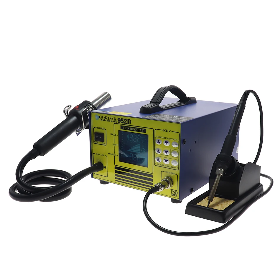 GORDAK 952D 2-in-1 Hot Air Gun Soldering Iron Rework Soldering Station 220V / 110V Telephone Repair Station