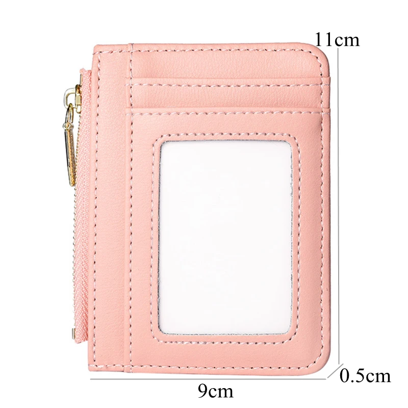 1 PC PU Leather Zipper Thin Business Card Holder Cover Korean Mini Women's Wallets Small Female Coin Purses Money Bag Clip