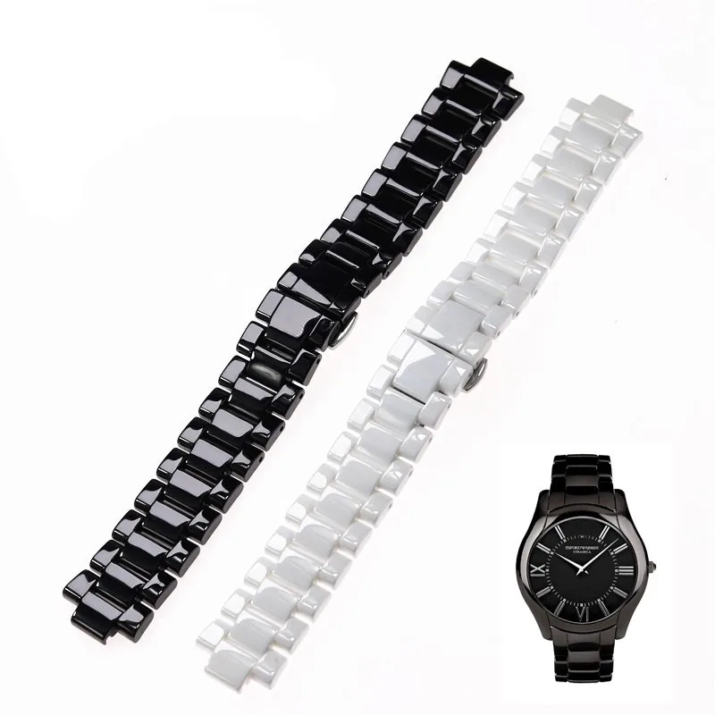 20mm 23mm Black White Convex Ceramic Strap For Armani Men Women Ar1425 Ar1426 Ar1421 Ar1473 Watch Strap Bracelet Wristband Bands