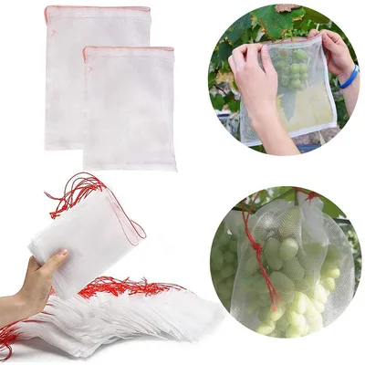 

50Pcs Garden Tool Netting Bags Fruit Barrier Covers Bags Fruit Protector Bag Nylon Garden Netting Bags Mosquito Net Barrier Bag