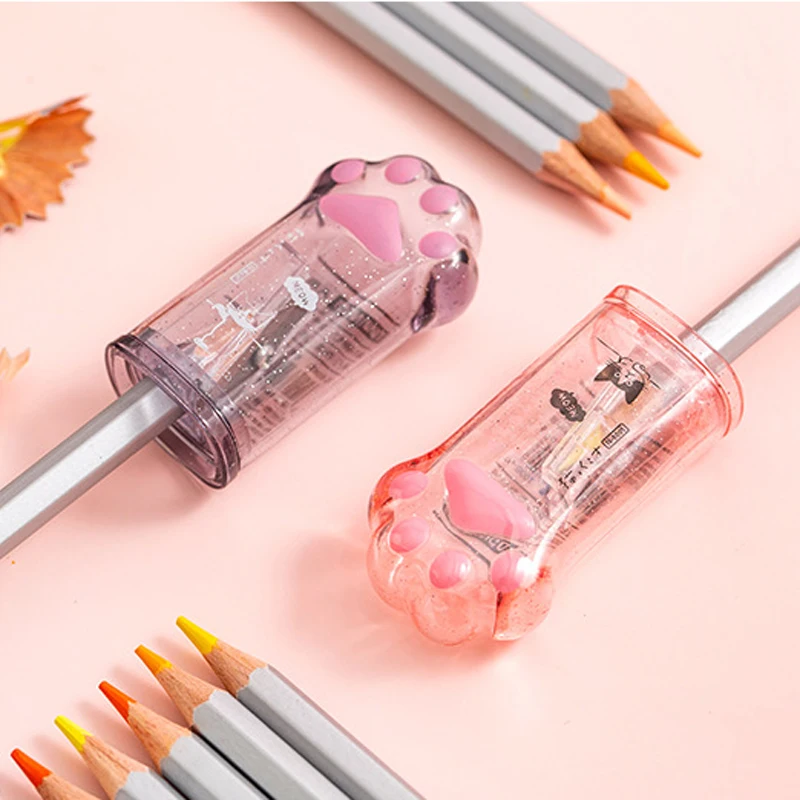 

Lovely Cat Paw Pencil Sharpener Creative Transparent Cute Mini Hand Mechanical Cutter Knife Stationery Gift School Supplies