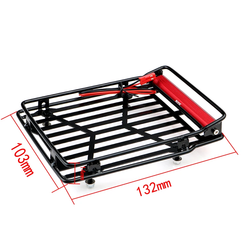 KYX Racing Metal Roof Rack 132*103*14mm w/ LED Lamps Lights Upgrades Parts Accessories for RC Crawler Car Axial SCX10 II TRX4