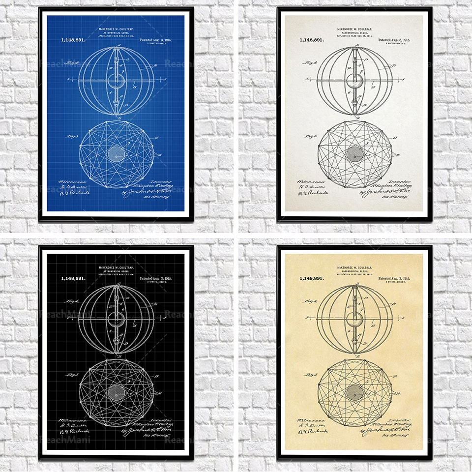 Astronomy Globe Patent Print, Patent Astronomy Wall Art Astronomy Decorative Space Poster, Space Poster