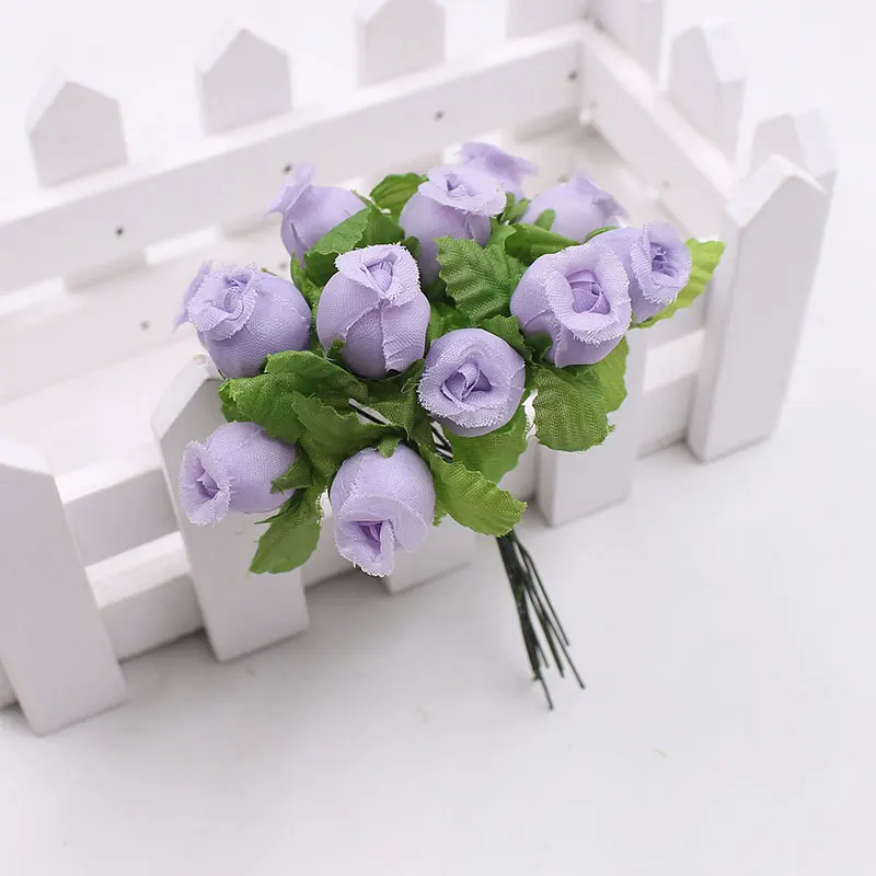 Mini Rose Bouquet para Decoração de Casa, Flores Artificiais, Cartão Craft, DIY Wreath Acessórios, Guirlandas, Decoração do casamento, 12 Pçs/lote