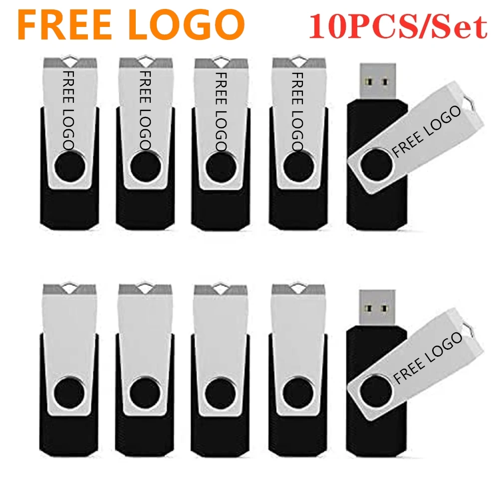 10 pz metallo USB Flash Drive 64G 32G 16G 8G 4GB 512MB pen drive memoria Flash pendrive memory Scle tick LOGO personalizzato gratuito all'ingrosso