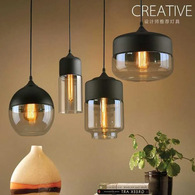 

4 Style Modern Contemporary Glass Pendant Lamp Lights Fixtures e27 e26 LED for Kitchen Restaurant Cafe Bar living room