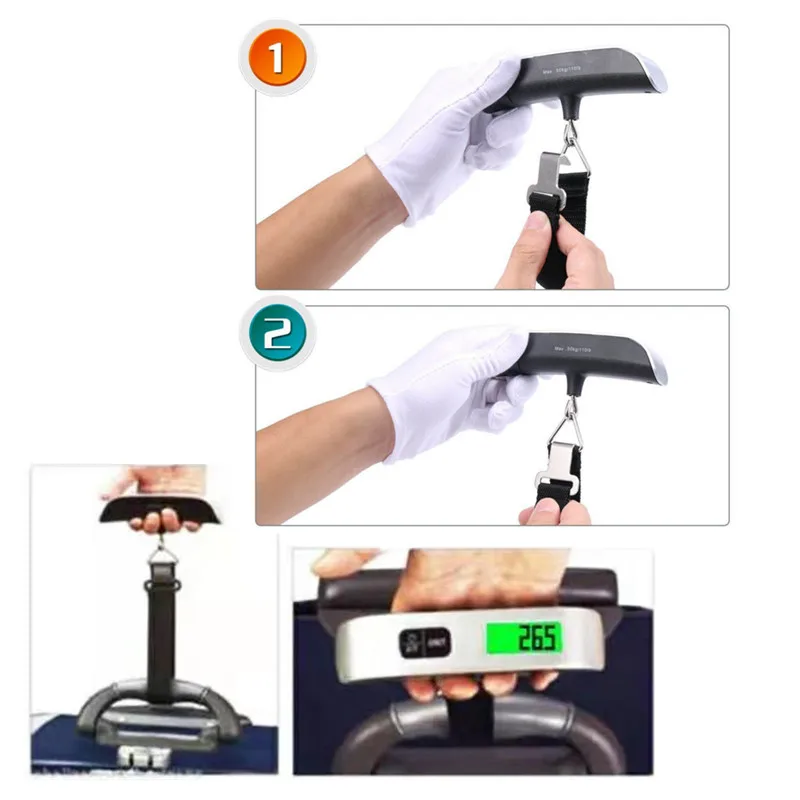 50kg/110lb Digital Luggage Scale 40Kg*10g Hanging Scale With Backlight Electronic Portable Suitcase Travel Weighs Hanging Scales