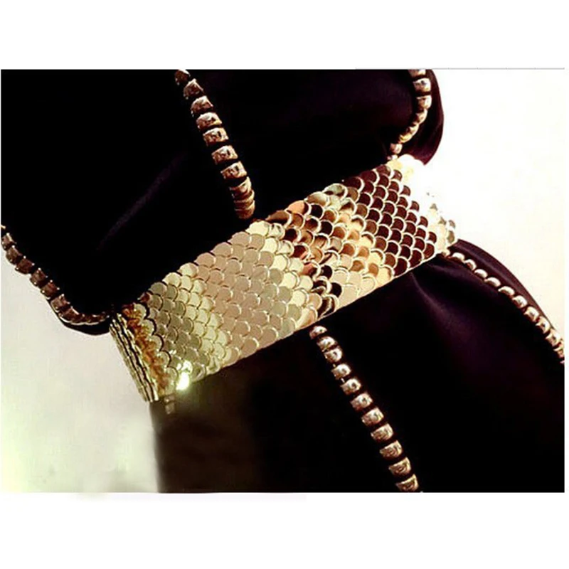 (10 piece/lot) Gold Belts for Women Metal Belt Luxury Gold Cinturones Mujer 4.5cm Wide Elastic Belt