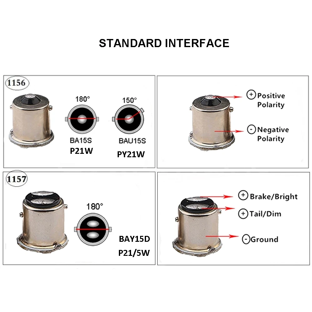 100x BA15S 1156 BAY15D 1157 Male Adapter Socket Wiring Harness For Car Motorcycle Headlig Tail Lamp Headlight Signal Retrofit