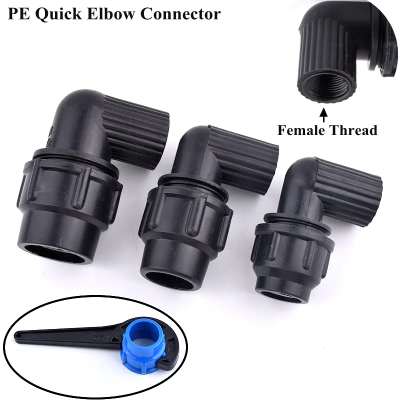 

1pc 1/2 "3/4" 1" Thread To 20-32mm PE Elbow Connector Greenhouse Garden Watering Irrigation System Agricultural Water Pipe Joint