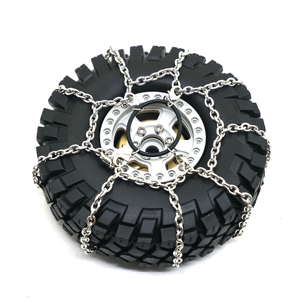 YEAHRUN Metal Anti-Skid Snow Chain for 114mm 1.9inch Wheel Tires for TRX-4 TRX4 Axial SCX10 1/10 RC Crawler Car Truck Model Part