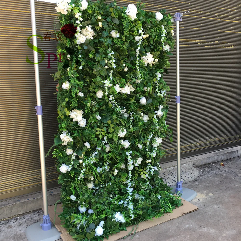 SPR 3D wide plant green wall with flowers for celebration wedding backdrop