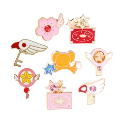 Anime Card Captor Sakura Pins Brooches Card Wings Star Stick Bird Magic Key KERO Denim Jackets Lapel Pin Badge Japanese Jewelry