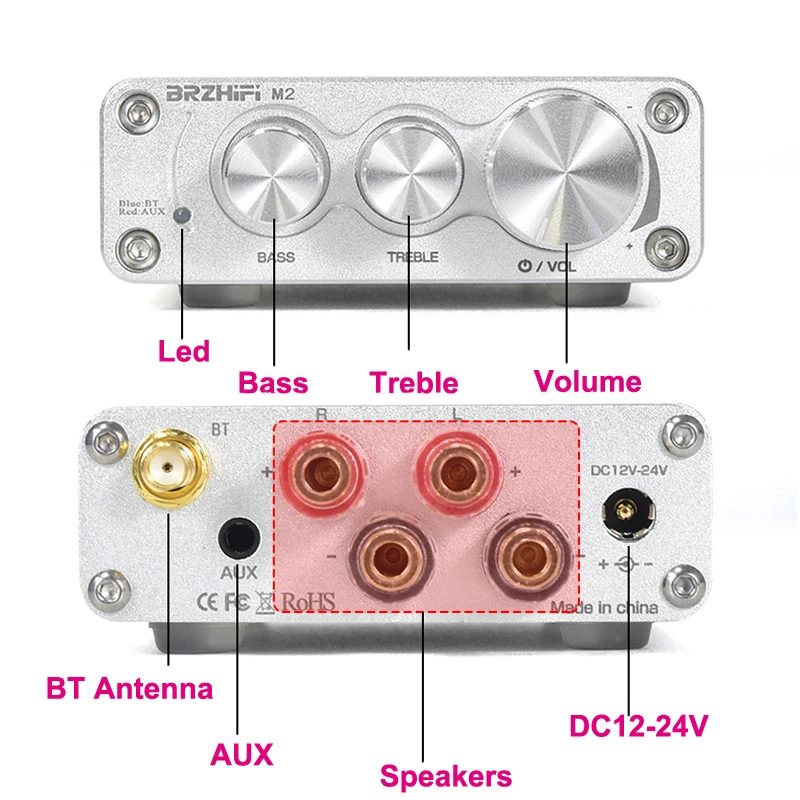 2*80W Bluetooth 5.0 QCC3003 Infineon MA12070 Digital Audio Power Amp For Speakers 20W~200W HiFi Stereo Amplifier Class D Aux