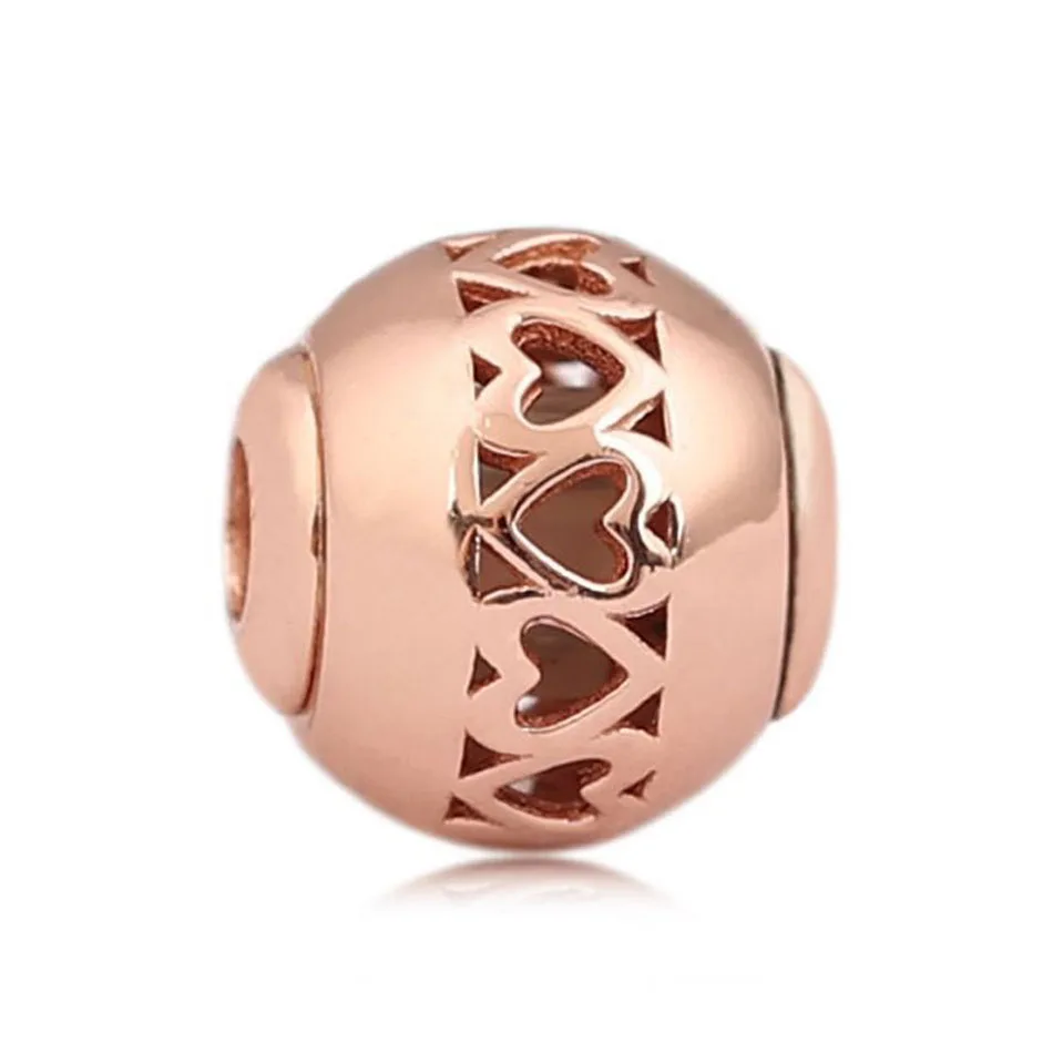 Rose Gold S925 Silver Essence Bead CARING Charm For Essence Bracelet Bangle Lady Jewelry Gift Small Hole