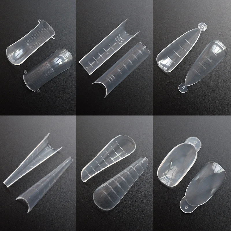 Forms for Nail Extension with Dual-Ended UV Gel Brush Nail Clips Dual Nail Extending Mold Quick Building Full Cover Nail Tips