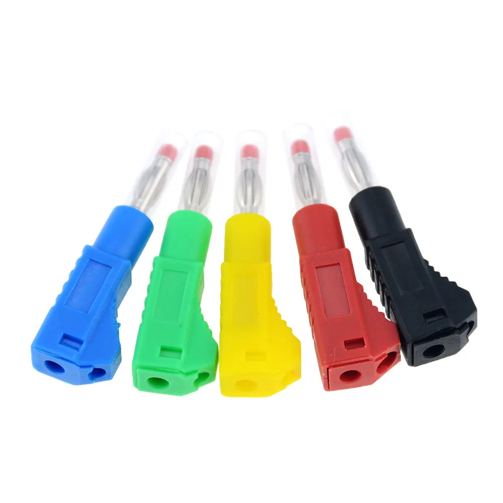 5PCS 4mm Transparent Sheath Retractable Tube Stackable Banana Plug Wire Solder Connector High Voltage Nickel-plated Lantern Plug