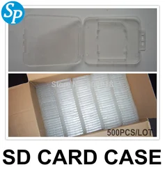 500pcs/lot SD memory card cases box enclosure , slim sd card case holder plastic Protector for SD 128GB dropshipping