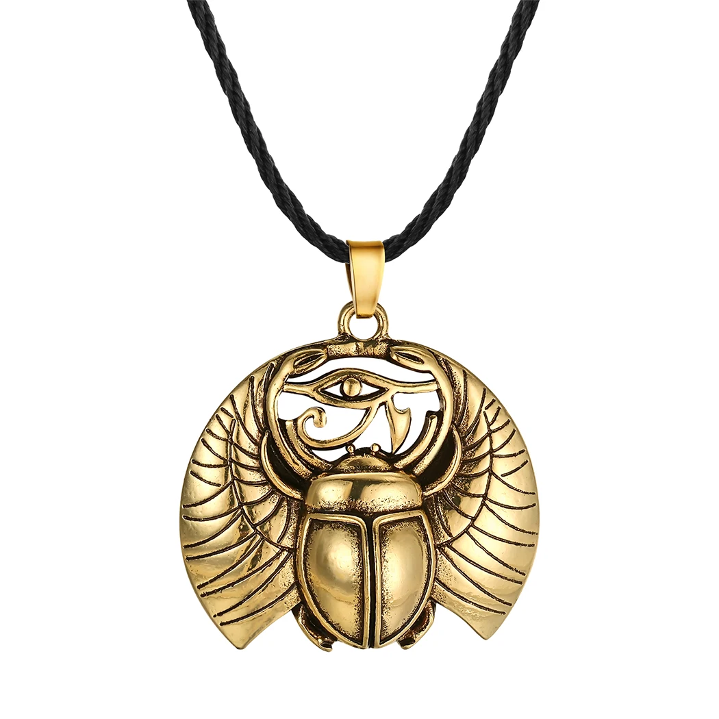 Cxwind Retro Egyptian Egypt Scarab Necklaces Vintage Charm Chafer Pendant Necklace Choker Collier For Women Men Runes Jewelry