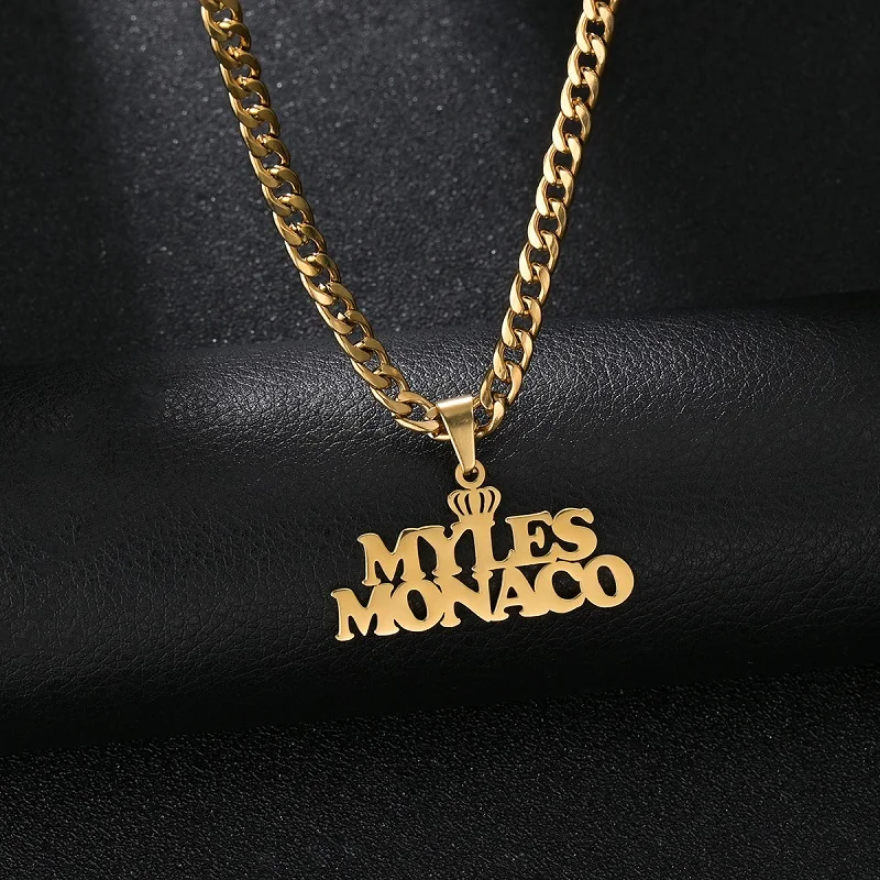 Custom Name Necklace Stainless Steel Trendy Nameplate Crown Personalized Pendant For Boy Girl Birthday Party Gift Accessories view 4