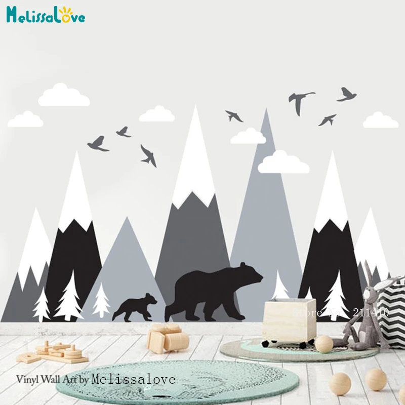 

Large Size Mountain Wall Stickers Home Kids Kindergarten Nursery Decor Colorful Decals Self-adhesive Murals YT6578