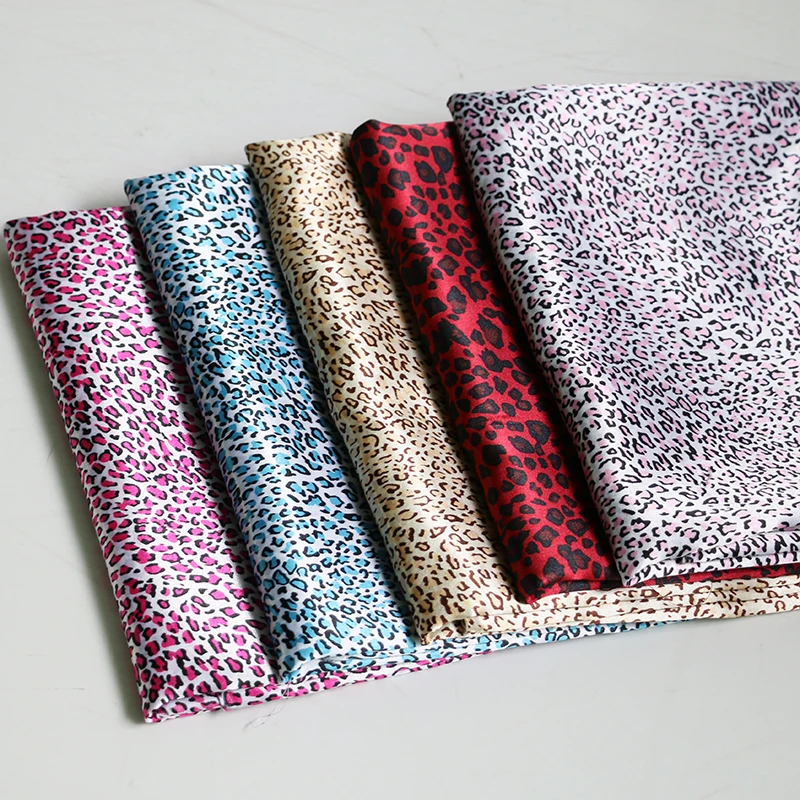 By Meter Small Leopard Print Satin Fabric Scarf Gown Pyjamas Material Lining Africa
