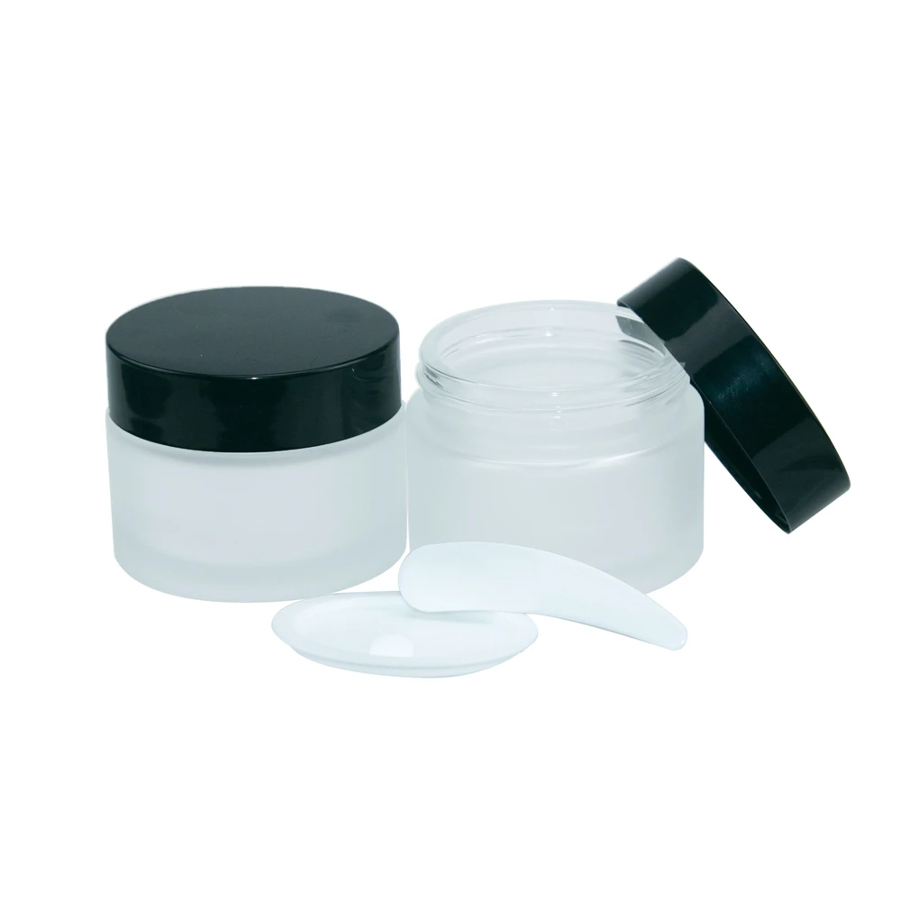 10Pcs 50g Frosted Vitreous Face Cream Bottle Black Plastic Lid Delicate Gifts Cosmetics Jar Skin Care Products Vial