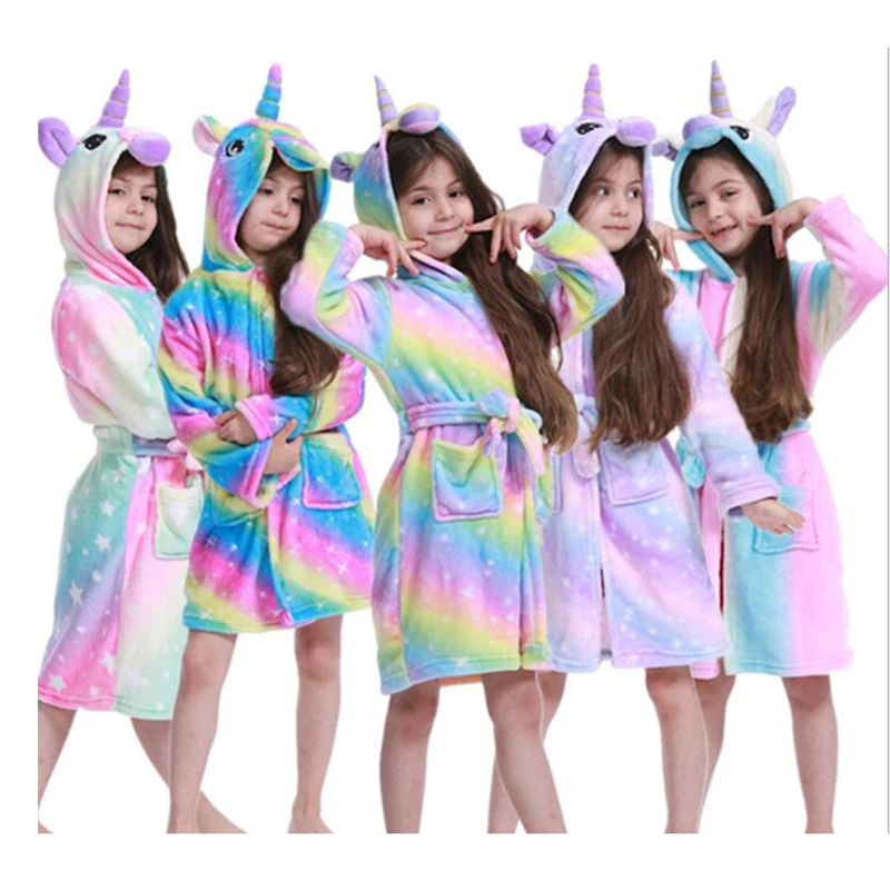 

Kids Unicorn Robe For Girl Pajamas Animal Hooded Winter Child Bathrobe Pyjamas Boys Girls Warm Sleepwear Kids NightGown Onesies