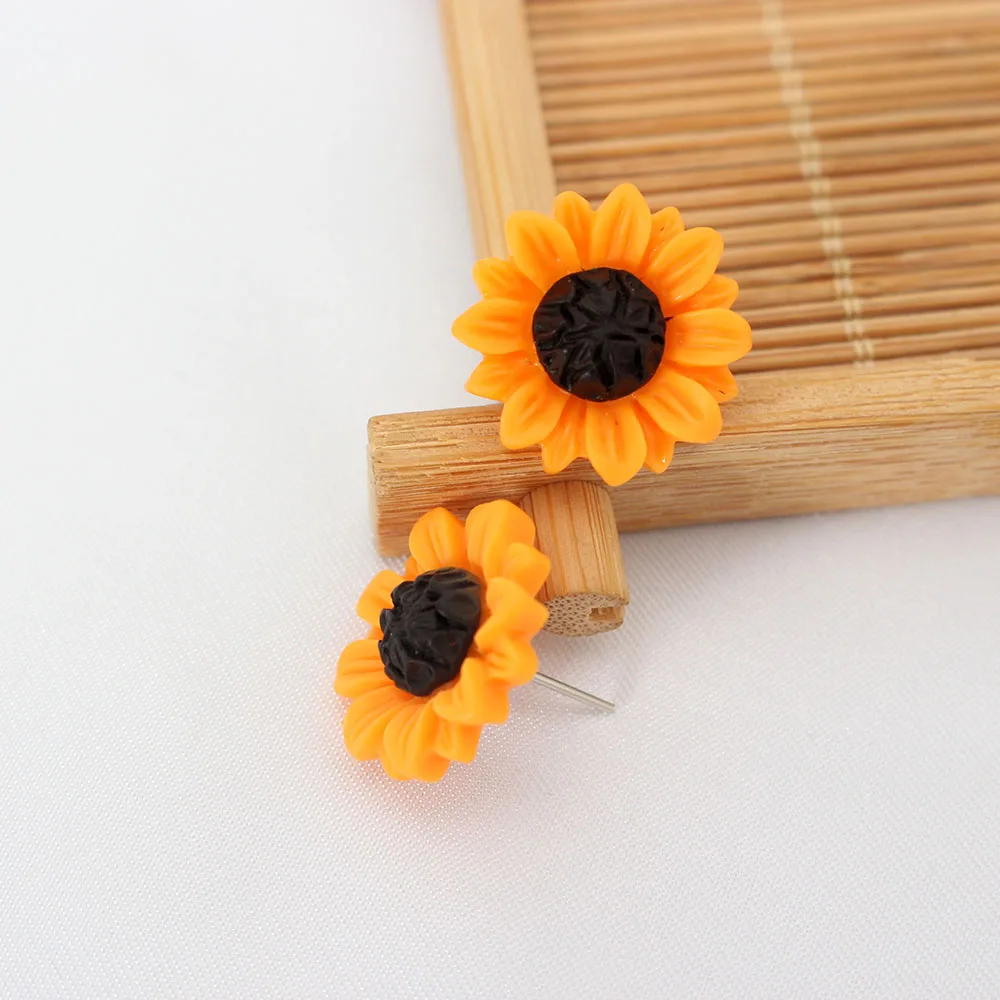 1 Pair Golden Sunflowers Earrings For Women Charming Lovely Simplicity  Daisy Flower Trendy Ear Studs Girl Gifts